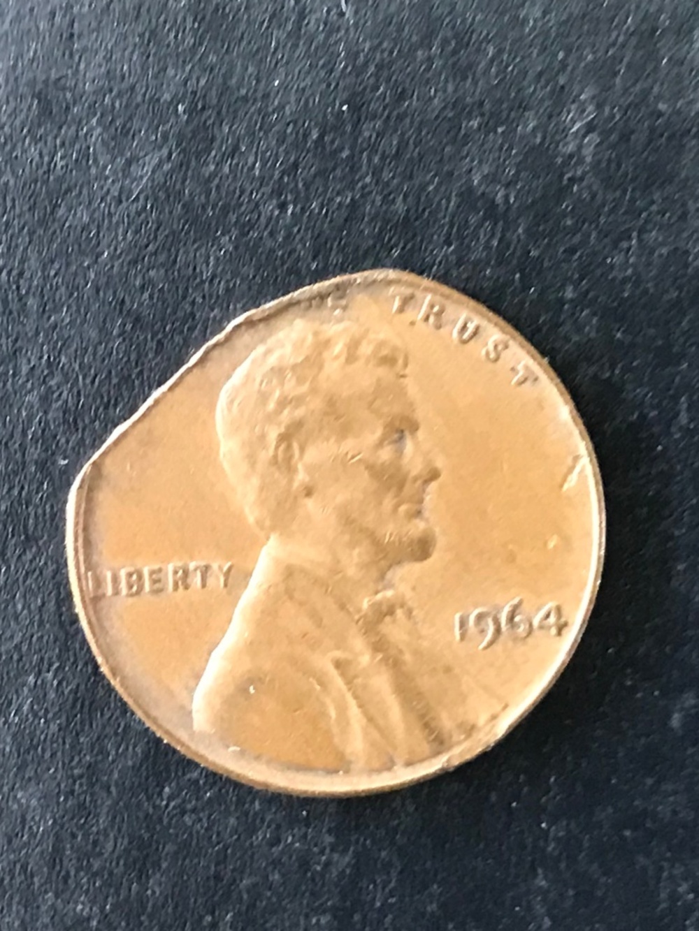 1964 P Lincoln Cent, Clipped Planchet Error